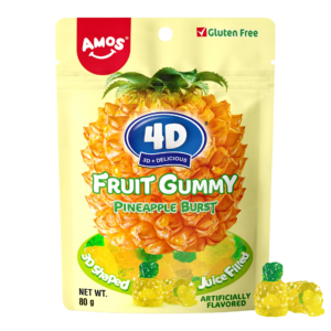 AMOS 4D FRUIT GUMMY PINEAPPLE  80G 1X24